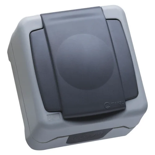 Розетка 1-м ОП 16А IP55 с заземл. с крышкой сер. Makel 36064099